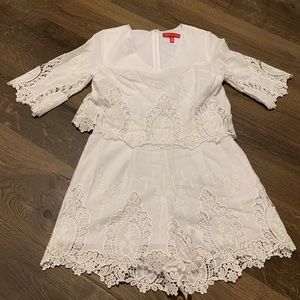 Saks Lace Romper White